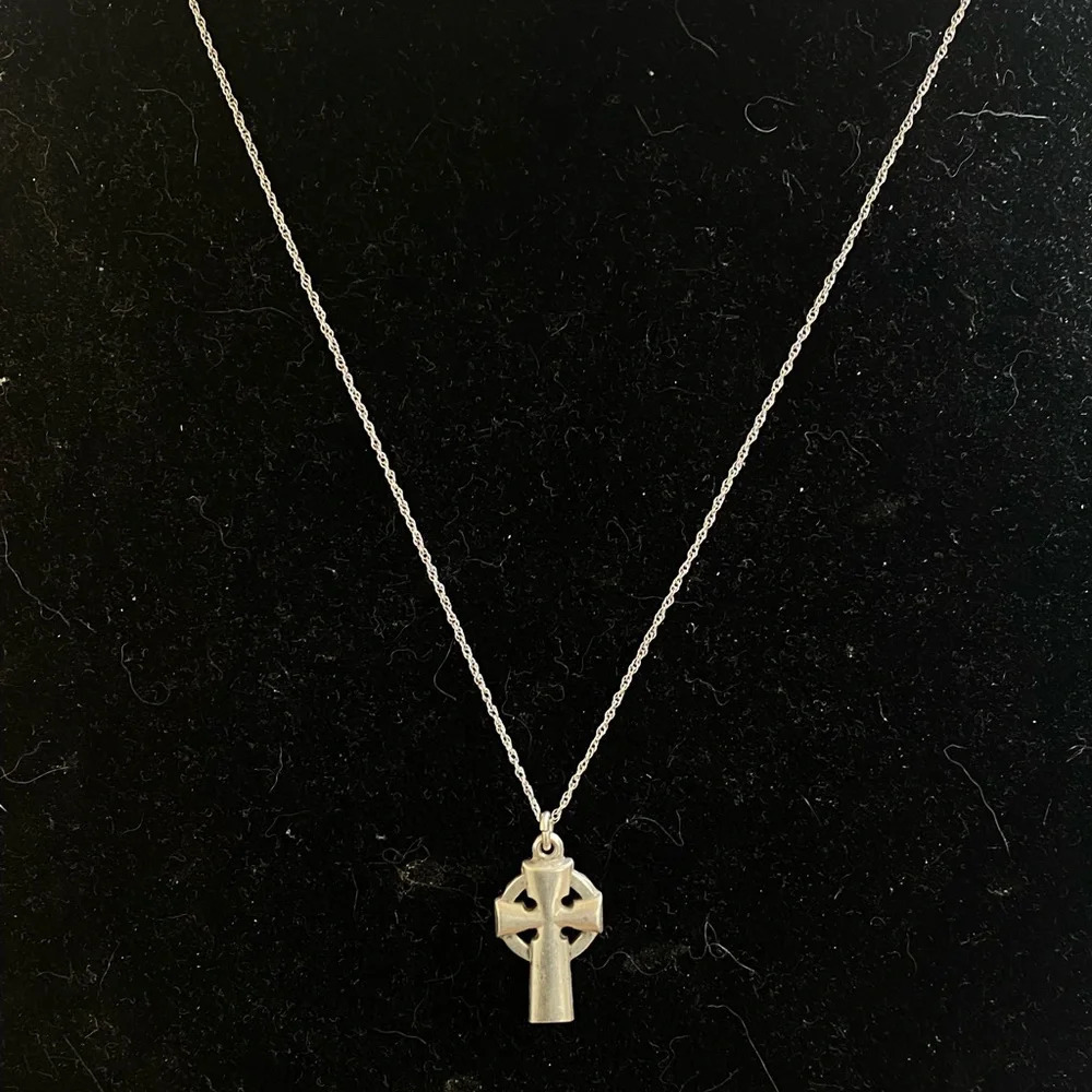 Sterling silver cross on a box sterling chain unisex
